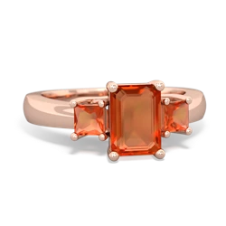 Opal Three Stone Emerald-Cut Trellis 14K Rose Gold ring R4021
