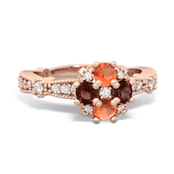 Fire Opal Sparkling Tiara Cluster 14K Rose Gold ring R26293RD