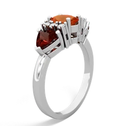Fire Opal Antique Style Three Stone 14K White Gold ring R2186