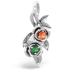 Fire Opal Rose Vine 14K White Gold pendant P5680