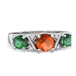 Fire Opal Hugs And Kisses 14K White Gold ring R5016