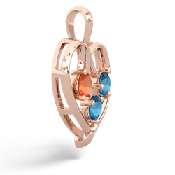 Fire Opal Glowing Heart 14K Rose Gold pendant P2233