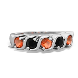 Fire Opal Anniversary Band 14K White Gold ring R2089