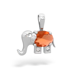 Fire Opal Elephant 14K White Gold pendant P2555