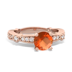 Fire Opal Sparkling Tiara 6Mm Round 14K Rose Gold ring R26296RD