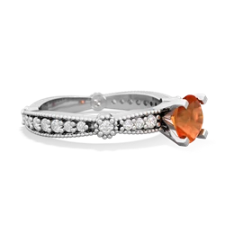 Fire Opal Sparkling Tiara 6Mm Round 14K White Gold ring R26296RD