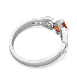 Fire Opal Celtic Knot Princess 14K White Gold ring R3349
