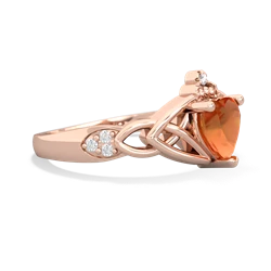 Fire Opal Claddagh Celtic Knot Diamond 14K Rose Gold ring R5001