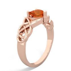 Fire Opal Claddagh Celtic Knot 14K Rose Gold ring R2367