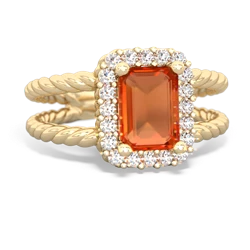 Fire Opal Rope Split Band 14K Yellow Gold ring R2628