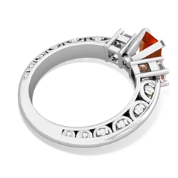 Fire Opal Art Deco Diamond 7X5 Emerald-Cut Engagement 14K White Gold ring R20017EM