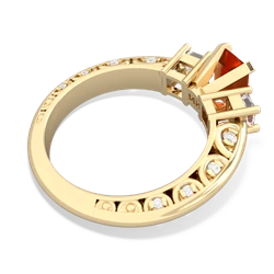Fire Opal Art Deco Diamond 7X5 Emerald-Cut Engagement 14K Yellow Gold ring R20017EM