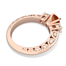 Fire Opal Art Deco Diamond 6Mm Round Engagment 14K Rose Gold ring R2003
