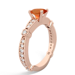 Fire Opal Sparkling Tiara 7X5mm Oval 14K Rose Gold ring R26297VL