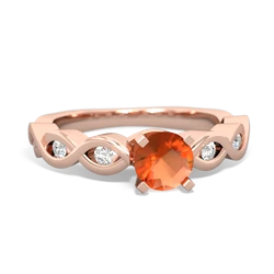 Fire Opal Infinity 5Mm Round Engagement 14K Rose Gold ring R26315RD