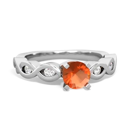 Fire Opal Infinity 5Mm Round Engagement 14K White Gold ring R26315RD