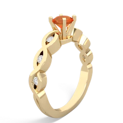 Fire Opal Infinity 5Mm Round Engagement 14K Yellow Gold ring R26315RD