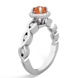 Fire Opal Infinity Halo Engagement 14K White Gold ring R26315RH
