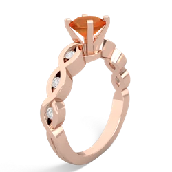 Fire Opal Infinity 6Mm Round Engagement 14K Rose Gold ring R26316RD