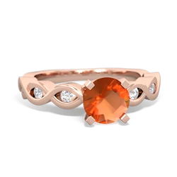 Fire Opal Infinity 6Mm Round Engagement 14K Rose Gold ring R26316RD