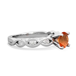 Fire Opal Infinity 6Mm Round Engagement 14K White Gold ring R26316RD