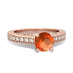 Fire Opal Art Deco Engagement 6Mm Round 14K Rose Gold ring R26356RD