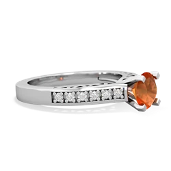Fire Opal Art Deco Engagement 6Mm Round 14K White Gold ring R26356RD
