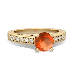 Fire Opal Art Deco Engagement 6Mm Round 14K Yellow Gold ring R26356RD