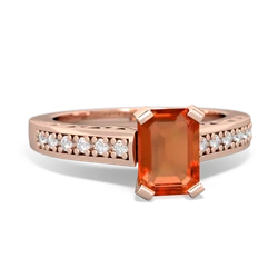 Fire Opal Art Deco Engagement 7X5mm Emerald-Cut 14K Rose Gold ring R26357EM