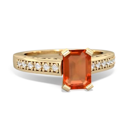 Fire Opal Art Deco Engagement 7X5mm Emerald-Cut 14K Yellow Gold ring R26357EM