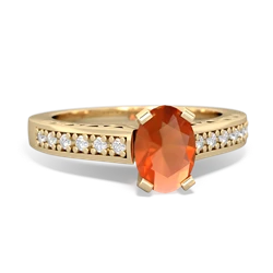 Fire Opal Art Deco Engagement 7X5mm Oval 14K Yellow Gold ring R26357VL