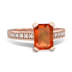 Fire Opal Art Deco Engagement 8X6mm Emerald-Cut 14K Rose Gold ring R26358EM
