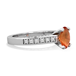 Fire Opal Art Deco Engagement 8X6mm Oval 14K White Gold ring R26358VL