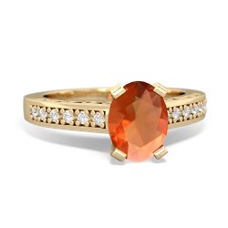 Fire Opal Art Deco Engagement 8X6mm Oval 14K Yellow Gold ring R26358VL