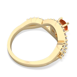 Fire Opal Diamond Twist 5Mm Round Engagment  14K Yellow Gold ring R26405RD