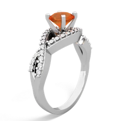 Fire Opal Diamond Twist 6Mm Round Engagment  14K White Gold ring R26406RD