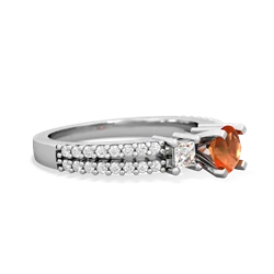 Fire Opal Classic 5Mm Round Engagement 14K White Gold ring R26435RD