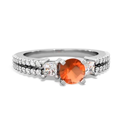 Fire Opal Classic 5Mm Round Engagement 14K White Gold ring R26435RD
