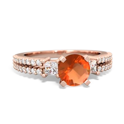 Fire Opal Classic 6Mm Round Engagement 14K Rose Gold ring R26436RD