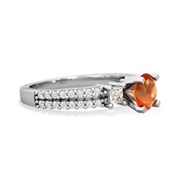 Fire Opal Classic 6Mm Round Engagement 14K White Gold ring R26436RD