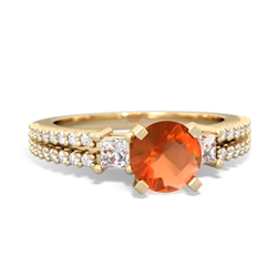 Fire Opal Classic 6Mm Round Engagement 14K Yellow Gold ring R26436RD