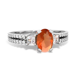 Fire Opal Classic 7X5mm Oval Engagement 14K White Gold ring R26437VL