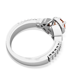 Fire Opal Celtic Knot Halo 14K White Gold ring R26445RH