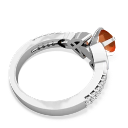 Fire Opal Celtic Knot 6Mm Round Engagement 14K White Gold ring R26446RD