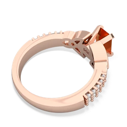 Fire Opal Celtic Knot 7X5 Emerald-Cut Engagement 14K Rose Gold ring R26447EM
