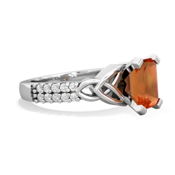 Fire Opal Celtic Knot 8X6 Emerald-Cut Engagement 14K White Gold ring R26448EM