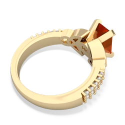 Fire Opal Celtic Knot 8X6 Emerald-Cut Engagement 14K Yellow Gold ring R26448EM