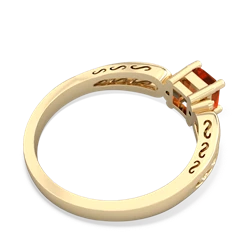 Fire Opal Filligree Scroll Square 14K Yellow Gold ring R2430