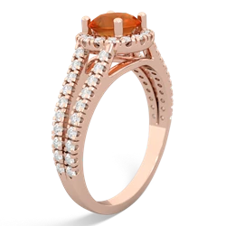 Fire Opal Pave Halo 14K Rose Gold ring R5490
