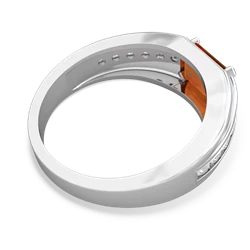 Fire Opal Men's Diamond Channel 14K White Gold ring R0500